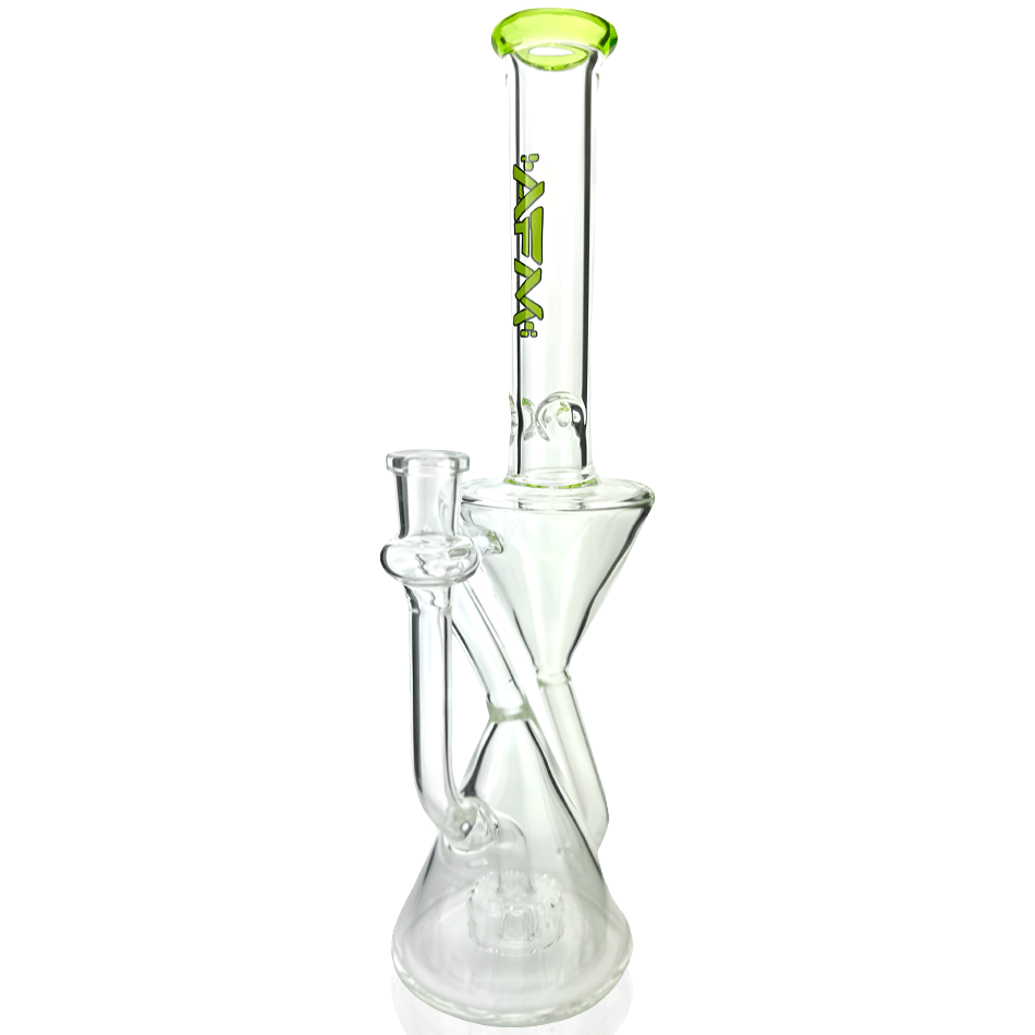 AFM Smoke Dab Rig Lime 12" Time Clear Glass Recycler Dab Rig