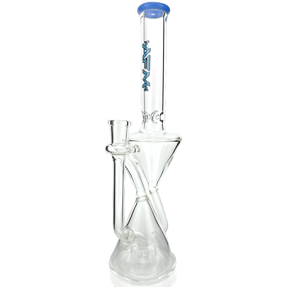 AFM Smoke Dab Rig Jade Blue 12" Time Clear Glass Recycler Dab Rig