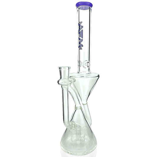 AFM Smoke Dab Rig Purple 12" Time Clear Glass Recycler Dab Rig