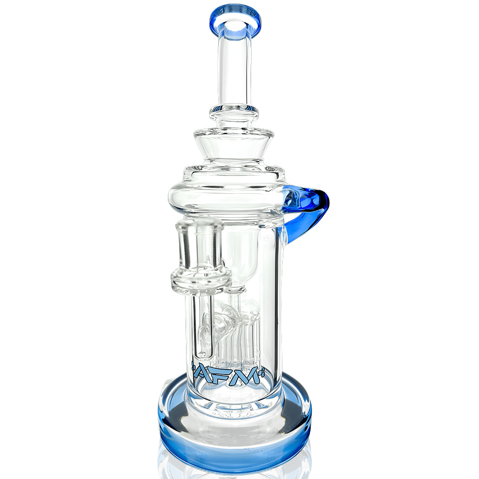 AFM Smoke Dab Rig Ink Blue 10" Power Station Color Lip Glass Recycler Dab Rig