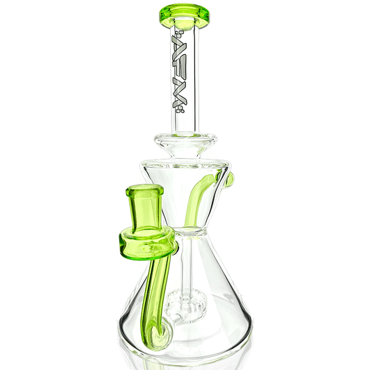AFM Smoke Dab Rig Lime 8.5" Tulip Clear Glass Recycler Dab Rig
