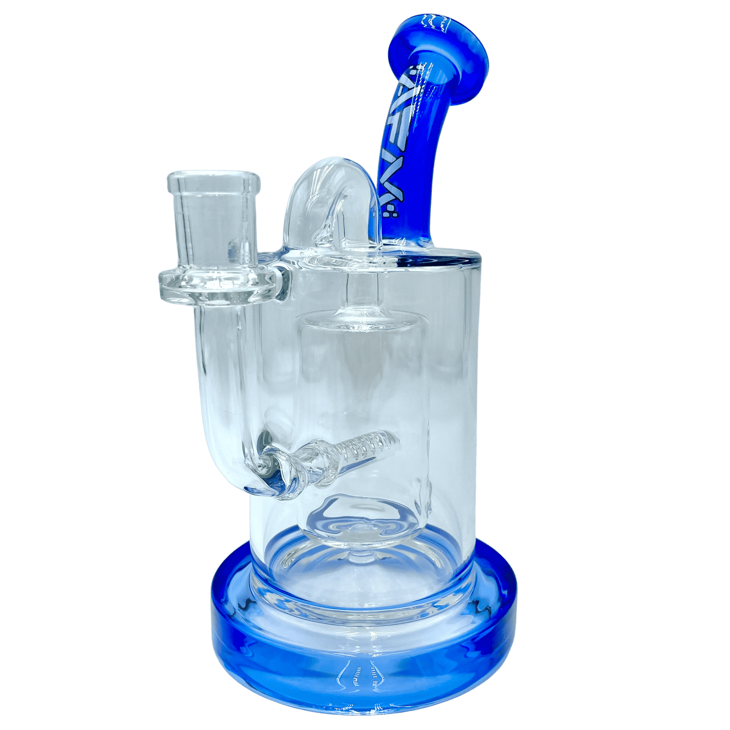 AFM Smoke Dab Rig Ink Blue 8" Pump Color Glass Recycler Dab Rig