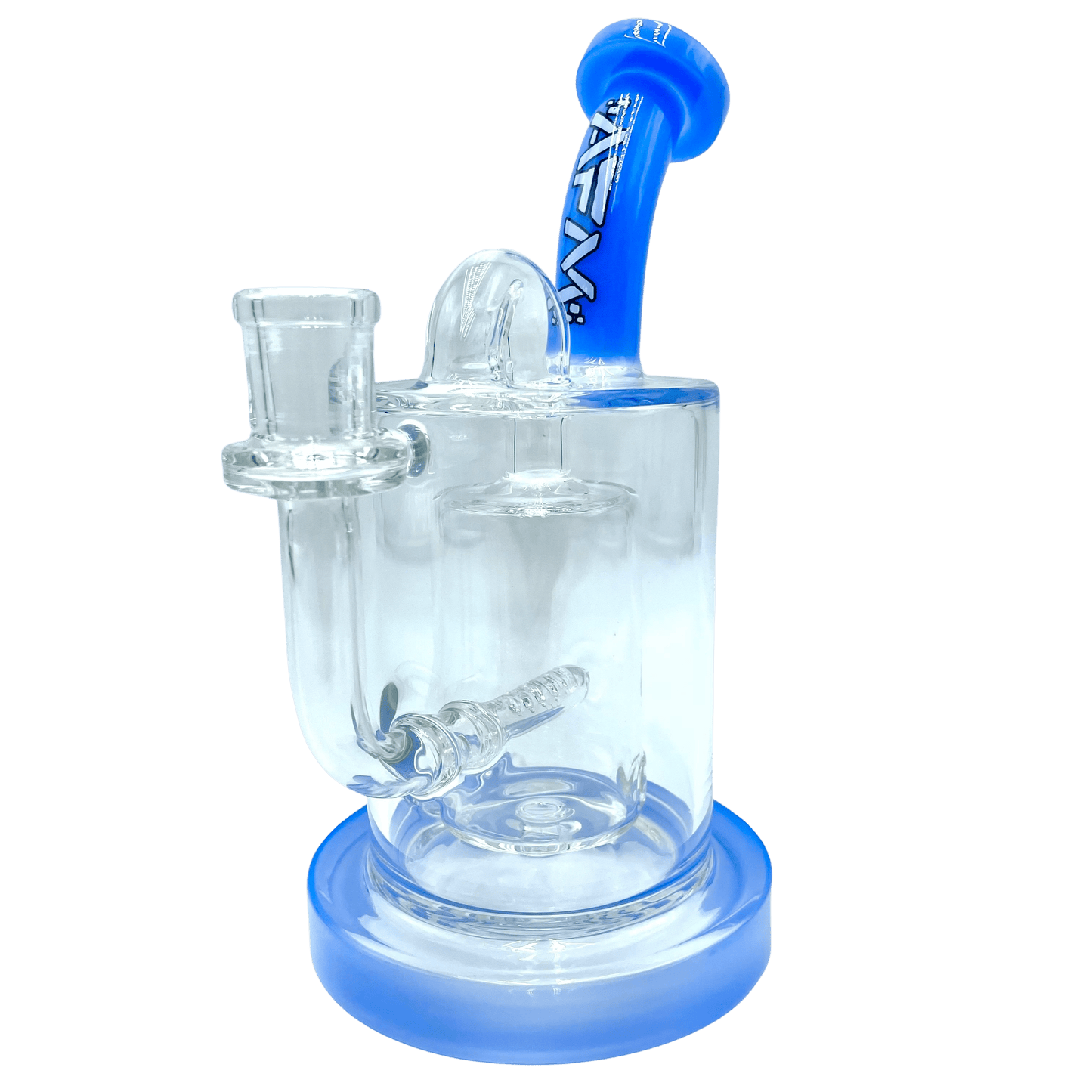 AFM Smoke Dab Rig Jade Blue 8" Pump Color Glass Recycler Dab Rig