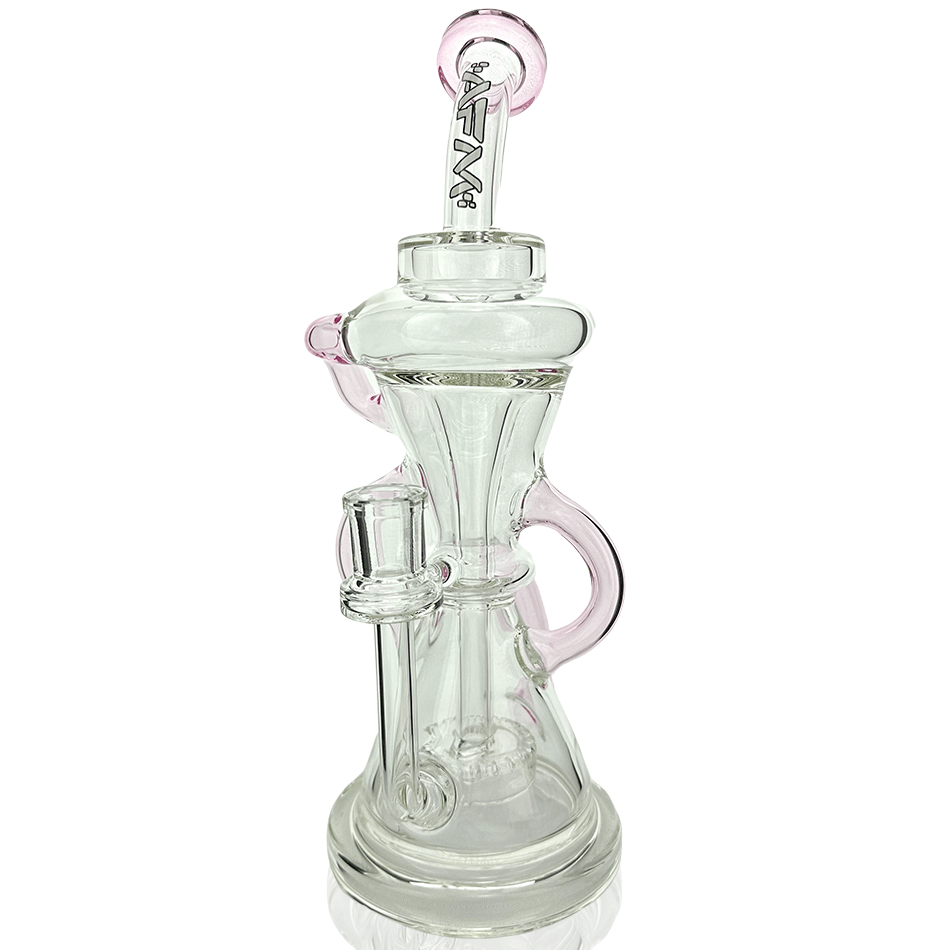 AFM Smoke Dab Rig Pink 12" Looking Glass Clear Recycler Dab Rig