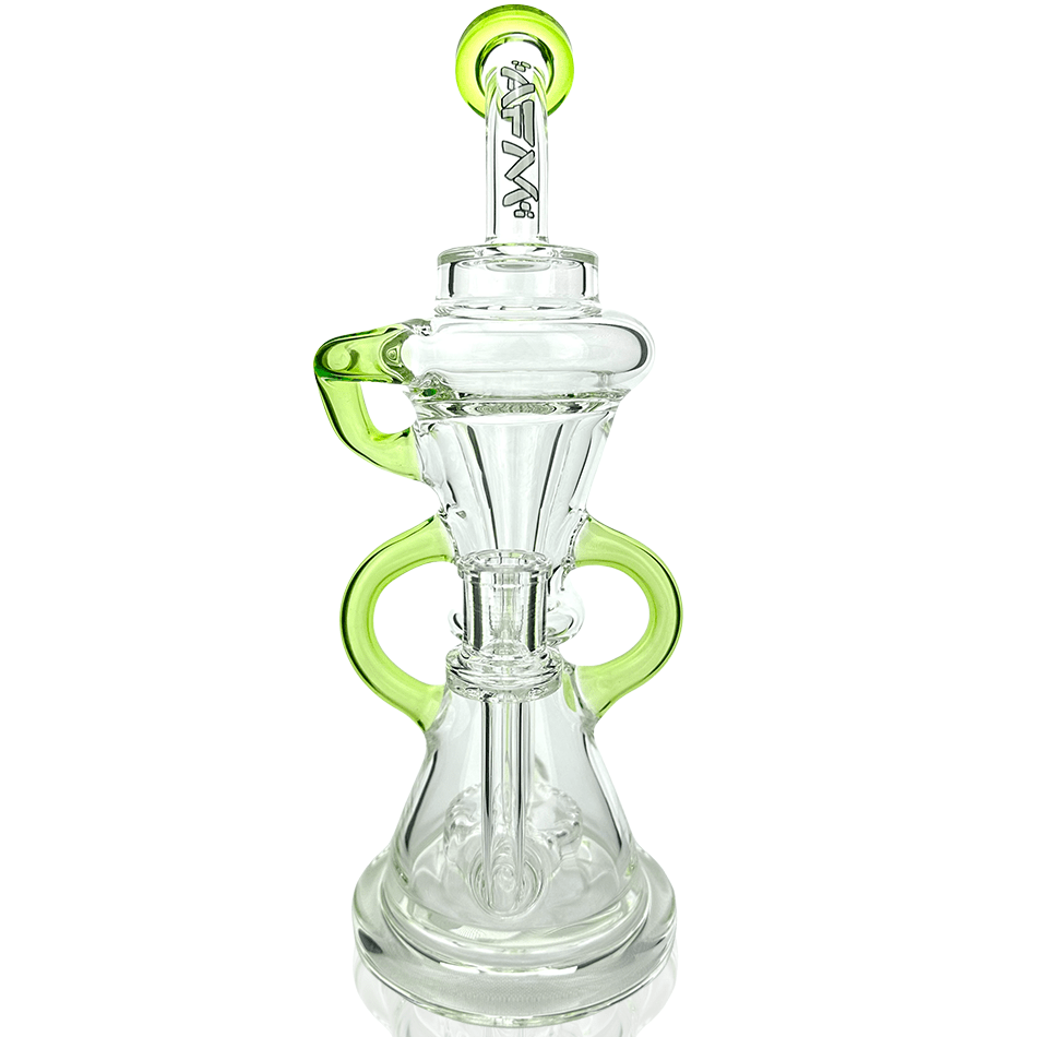 AFM Smoke Dab Rig Lime 12" Looking Glass Clear Recycler Dab Rig