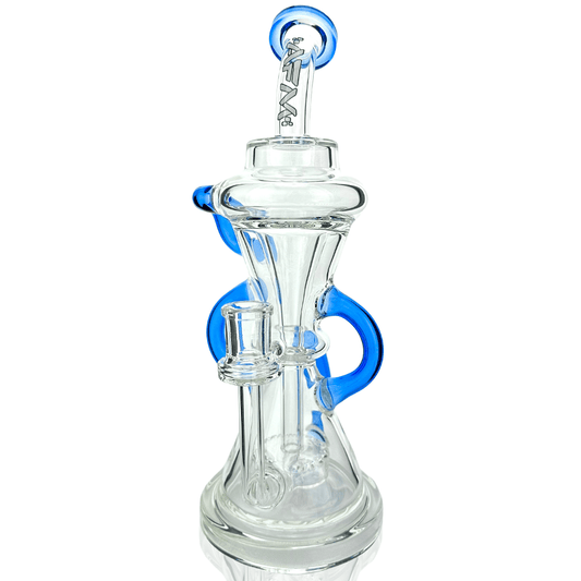 AFM Smoke Dab Rig Ink Blue 12" Looking Glass Clear Recycler Dab Rig