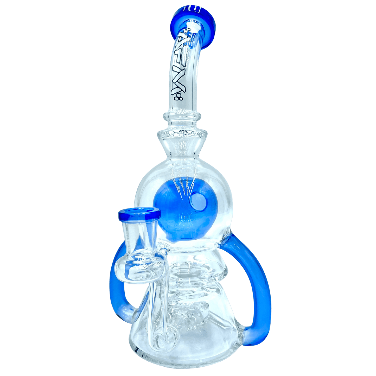 AFM Smoke Dab Rig Ink Blue 9" Double Pump Recycler Dab Rig