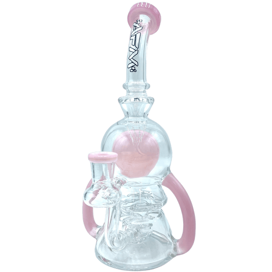 AFM Smoke Dab Rig Pink 9" Double Pump Recycler Dab Rig