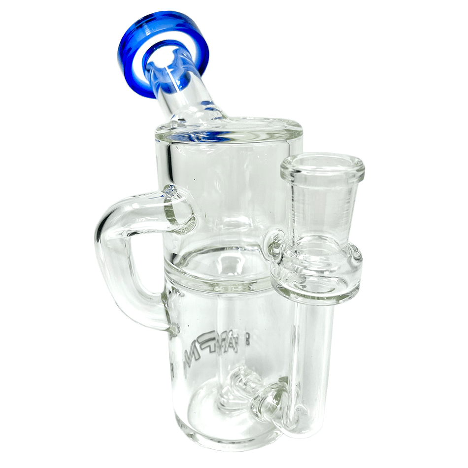 AFM Smoke Dab Rig Ink Blue 5.5" Power Can Clear Glass Recycler Mini Dab Rig