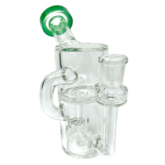 AFM Smoke Dab Rig Forest Green 5.5" Power Can Clear Glass Recycler Mini Dab Rig