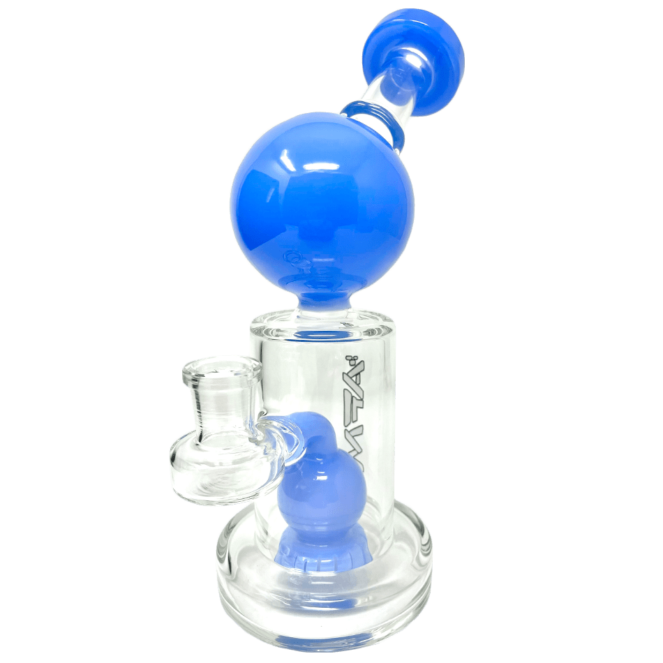 AFM Smoke Dab Rig Jade Blue 8" Bubble Head Glass Dab Rig