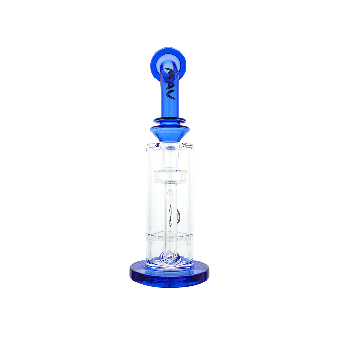 MAV Glass Dab Rig Ink Blue Mini Bent Neck Honeycomb Perc Rig