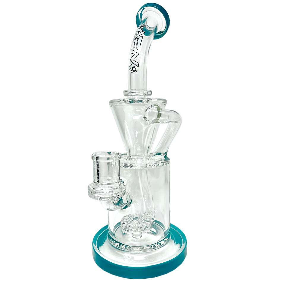 AFM Smoke Dab Rig Turquoise 10.5" Glass Drain Incycler Dab Rig