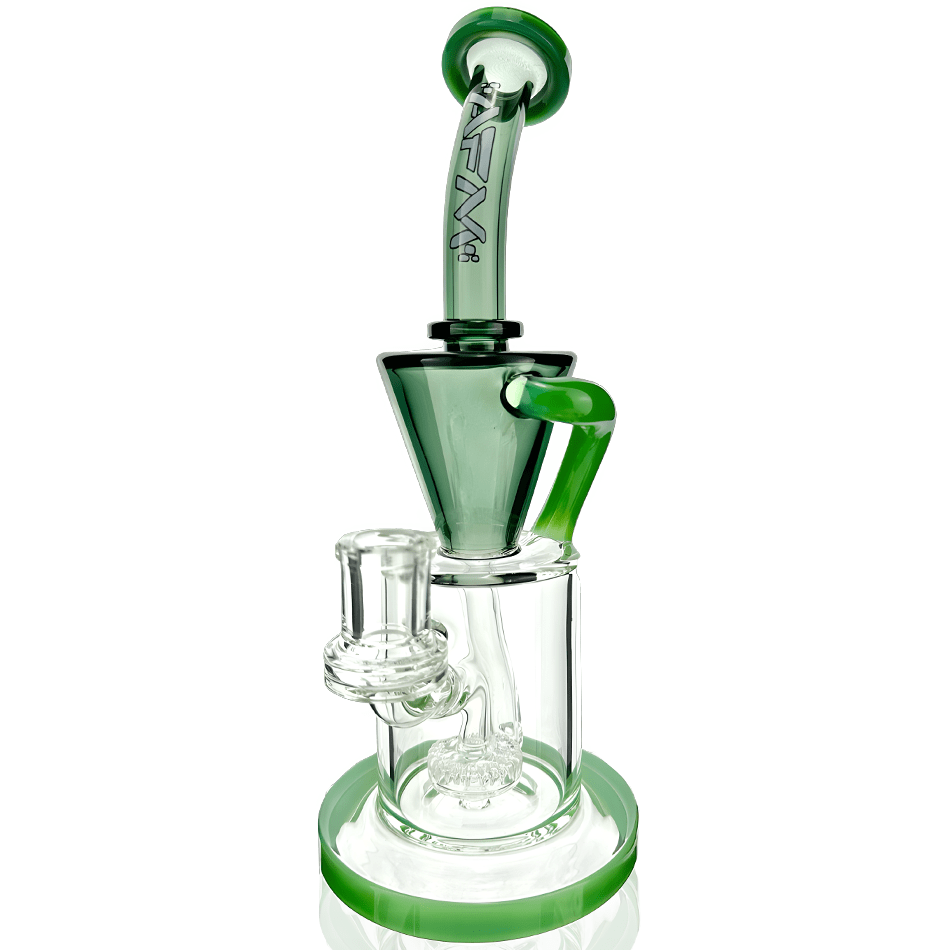 AFM Smoke Dab Rig Smokey/ Forest Green 10" Drain Incycler Double Color Dab Rig
