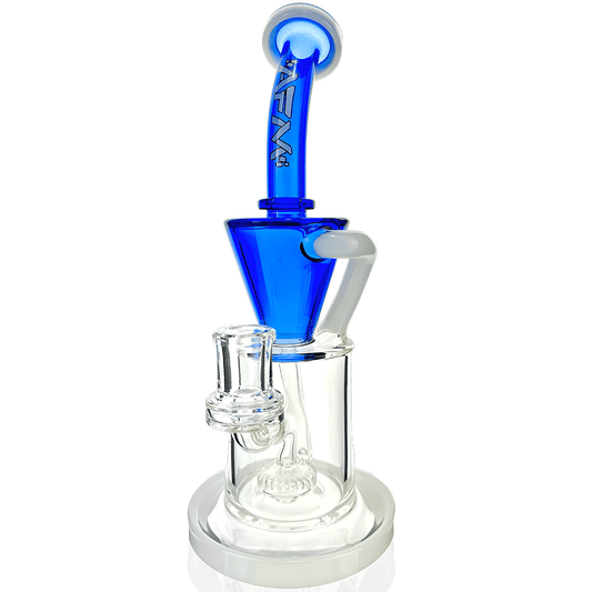 AFM Smoke Dab Rig Ink Blue/ Ivory 10" Drain Incycler Double Color Dab Rig