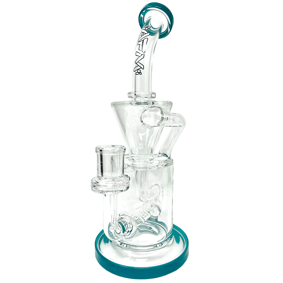 AFM Smoke Dab Rig Turquoise 10.5" Drain Recycler Colored Lip Dab Rig
