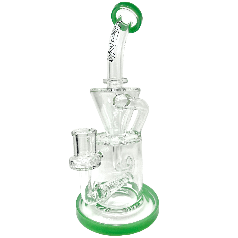 AFM Smoke Dab Rig Forest Green 10.5" Drain Recycler Colored Lip Dab Rig