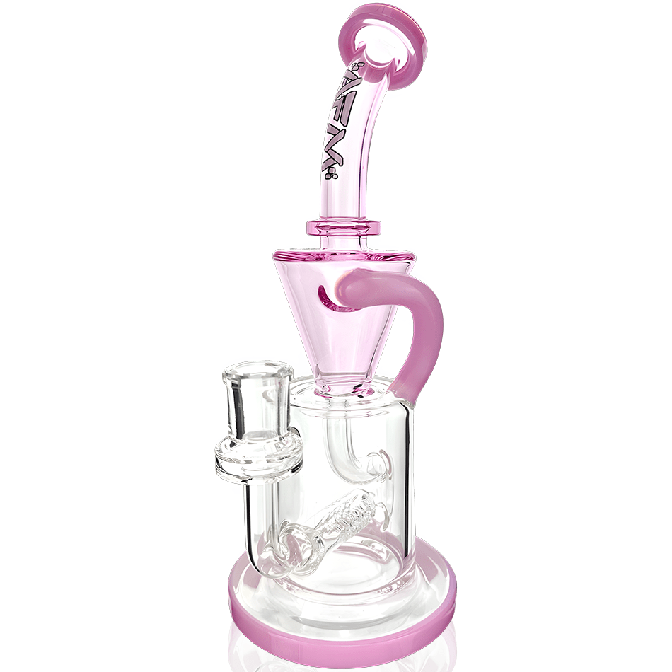 AFM Smoke Dab Rig Pink 10.5" Drain Recycler Double Color Inline Dab Rig