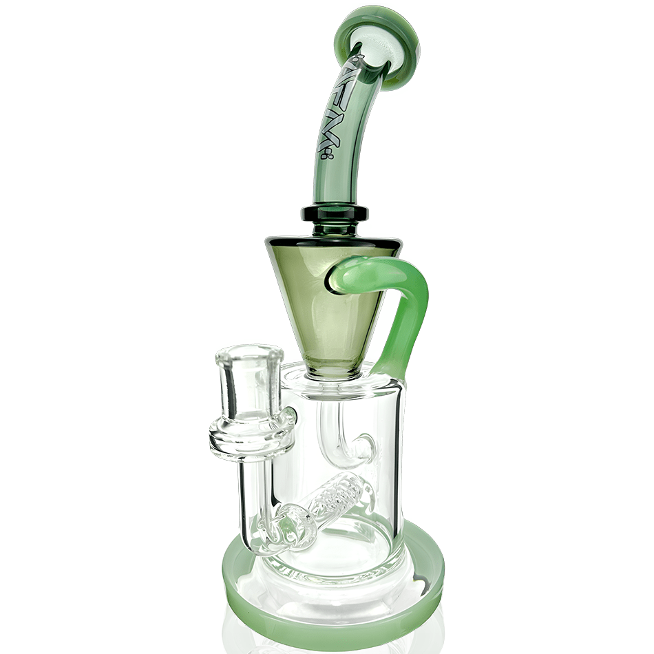 AFM Smoke Dab Rig Smokey/ Green 10.5" Drain Recycler Double Color Inline Dab Rig