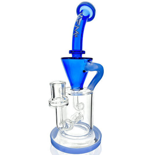 AFM Smoke Dab Rig Blues 10.5" Drain Recycler Double Color Inline Dab Rig