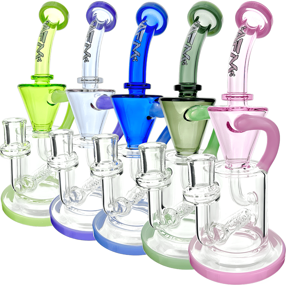 AFM Smoke Dab Rig 10.5" Drain Recycler Double Color Inline Dab Rig