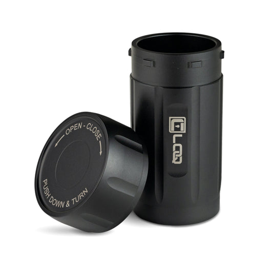 Canniloq TXD120B Premium Herb Storage Canister, 120 CC, Zytel, Black Body, Black Cap