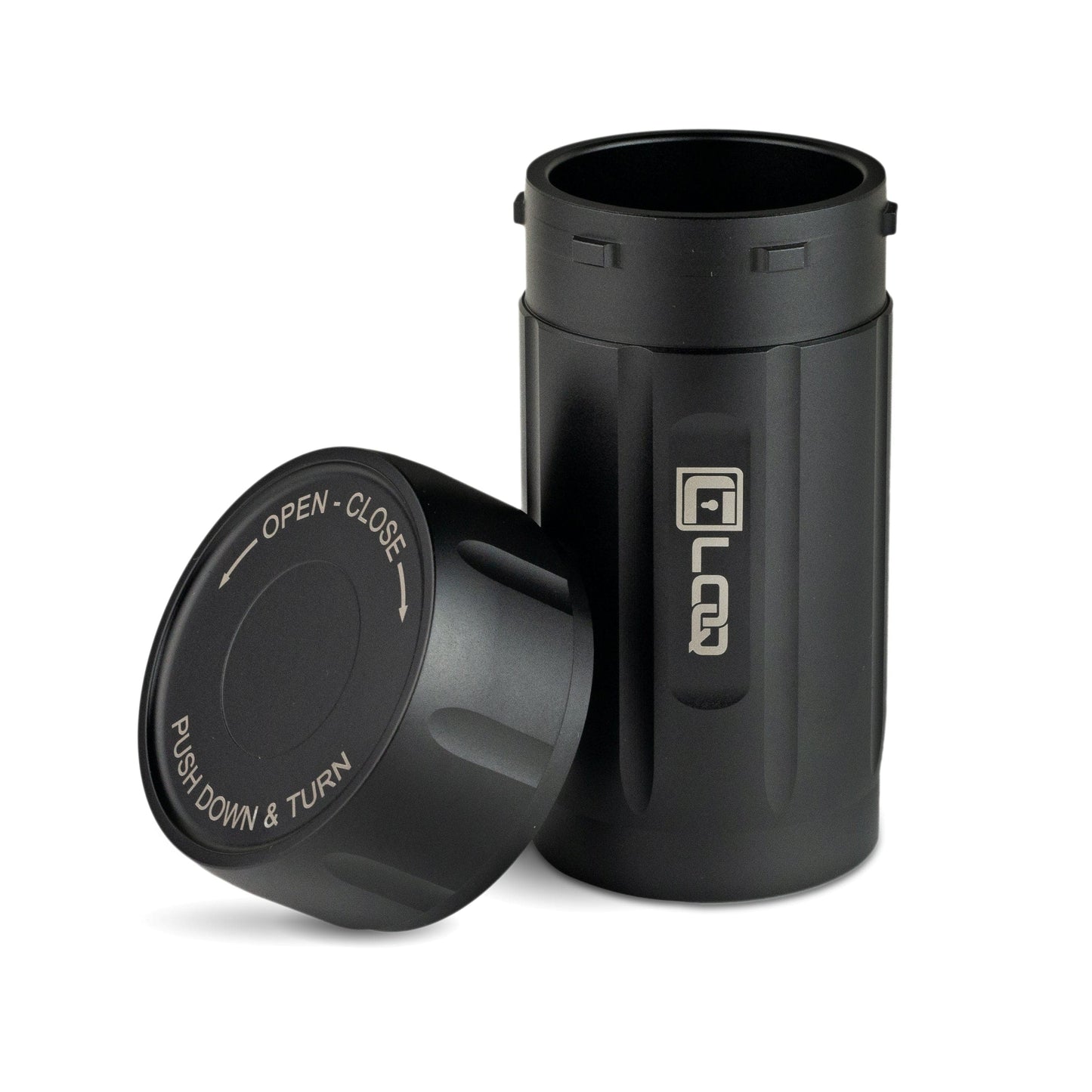 Canniloq T120B Premium Herb Storage Canister, 120 CC, Aluminum Black Body, Zytel Black Cap