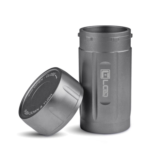 Canniloq TXD120G Premium Herb Storage Canister, 120 CC, Zytel, Gray Body, Gray Cap