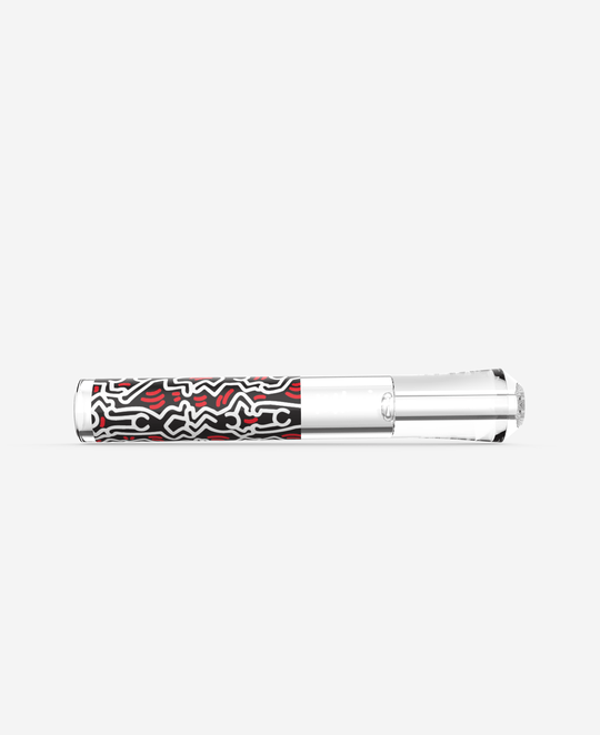 K. Haring Glass Collection Hand Pipe blkredwht K.Haring Glass Taster