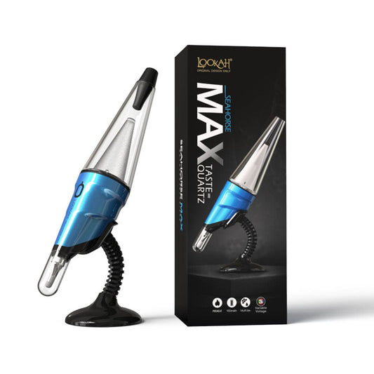 Gift Guru Wax Vapes Seahorse Max Blue Lookah Seahorse Max Electric Dab Pen w/ Perc V641BL