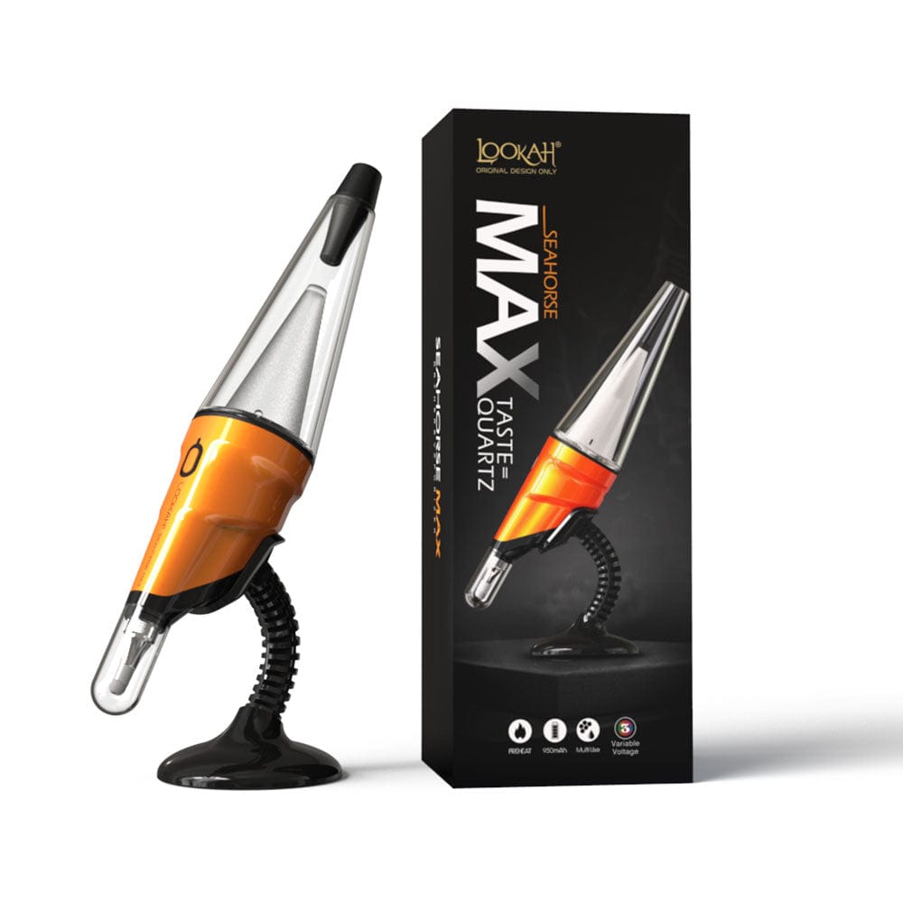 Gift Guru Wax Vapes Seahorse Max Orange Lookah Seahorse Max Electric Dab Pen w/ Perc V641OR