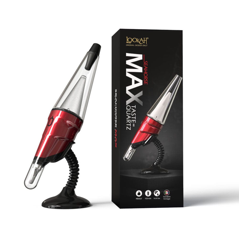 Gift Guru Wax Vapes Seahorse Max Red Lookah Seahorse Max Electric Dab Pen w/ Perc V641RD