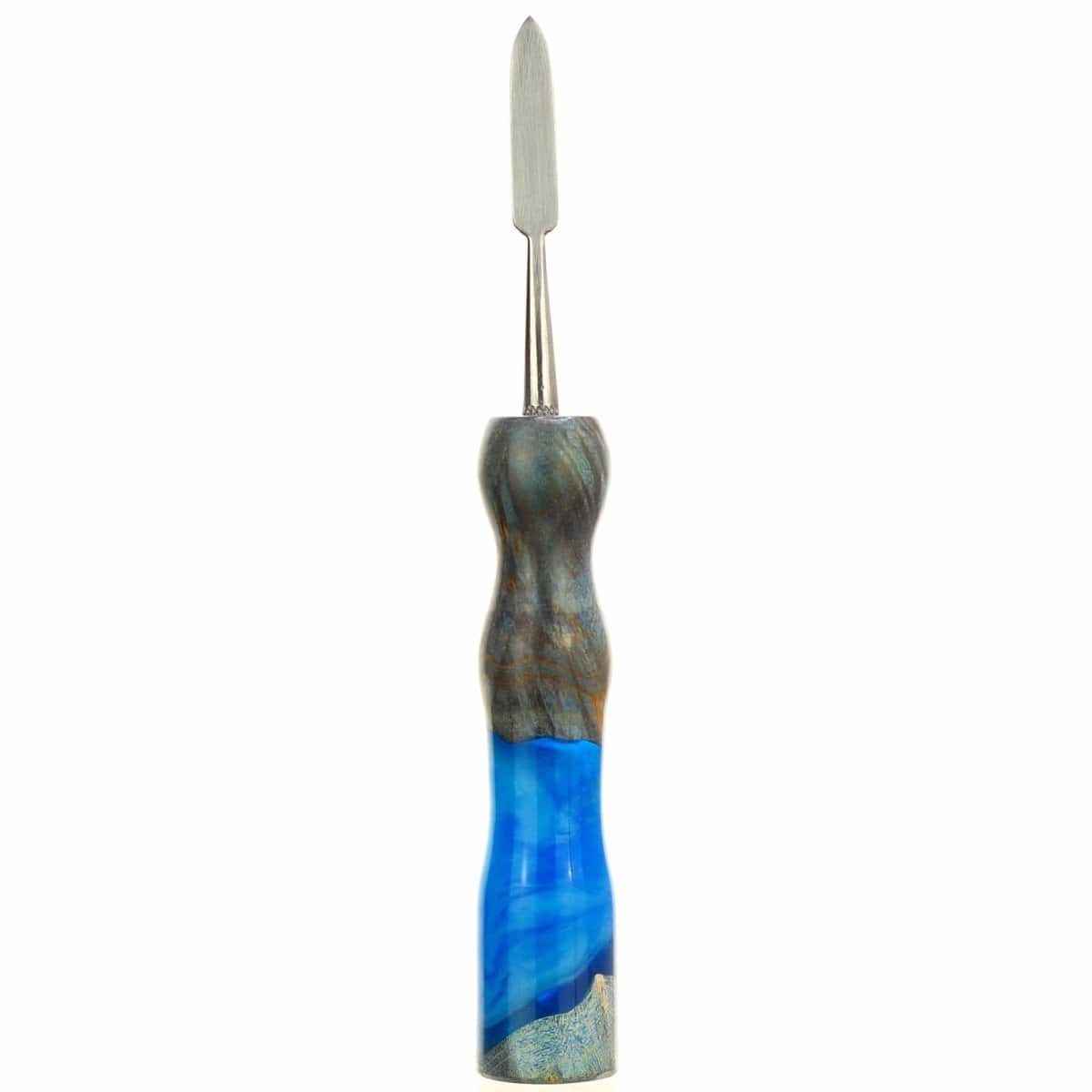 Galactic Crafts Accessory Blue Design- Pointed Wood Worked Resin Dab Tool