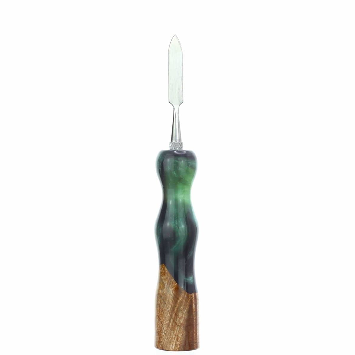 Galactic Crafts Accessory Green Design- Pointed Wood Worked Resin Dab Tool