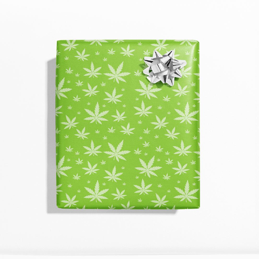 KushKards Wrapping Paper 🍃 420 Green Pot Leaf Wrapping Paper