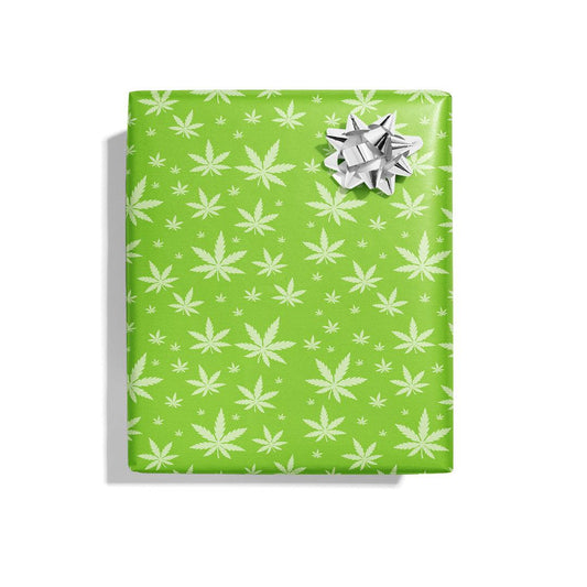 KushKards Wrapping Paper 🍃 420 Green Pot Leaf Wrapping Paper