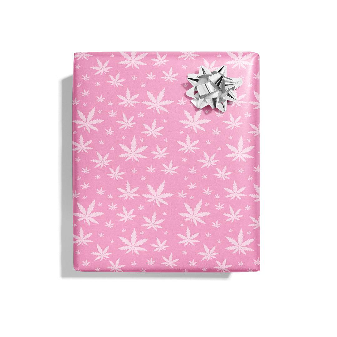 KushKards Wrapping Paper 🍃 420 Pink Pot Leaf Wrapping Paper