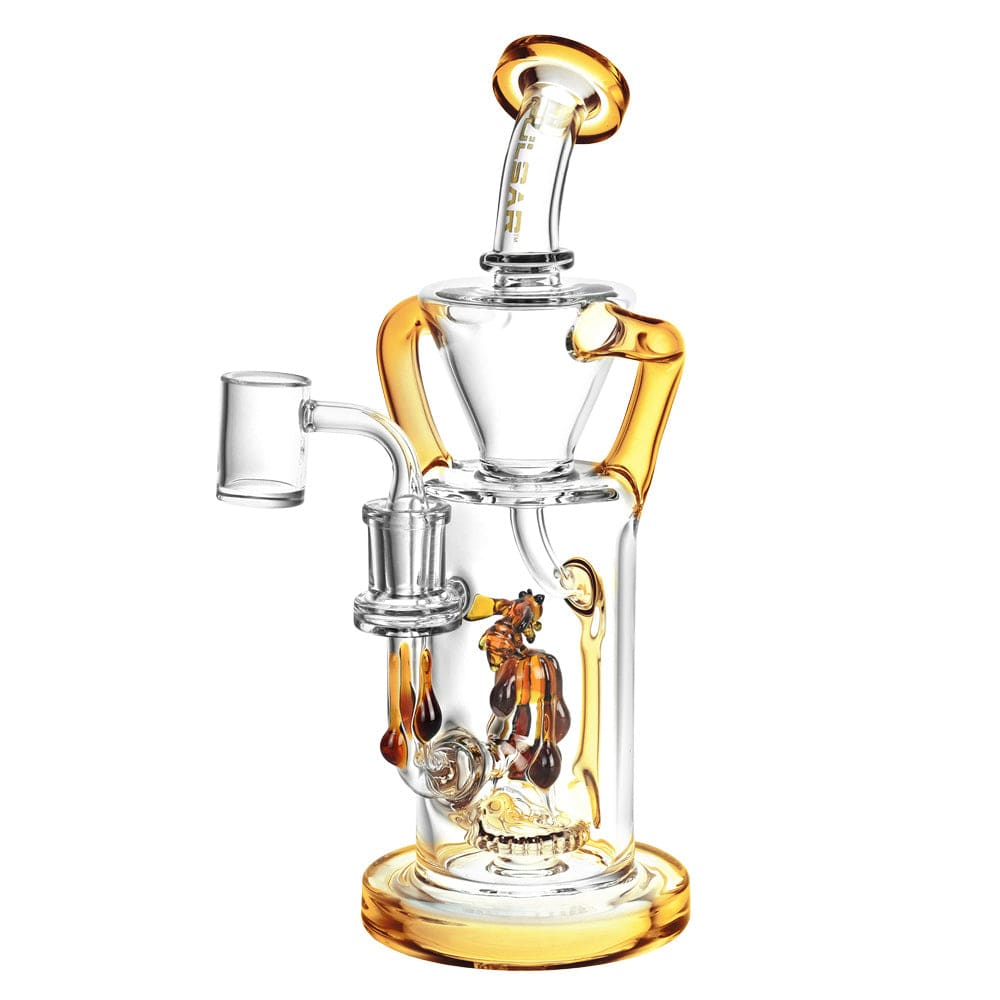 Gift Guru Amber Pulsar Honey Sweetness Recycler Dab Rig -10"/14mm F/Clrs Vry