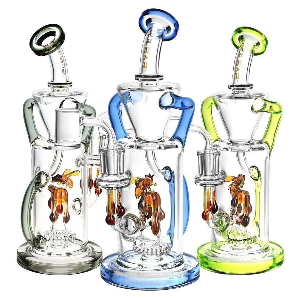 Gift Guru Assorted Pulsar Honey Sweetness Recycler Dab Rig -10"/14mm F/Clrs Vry WP493ASST