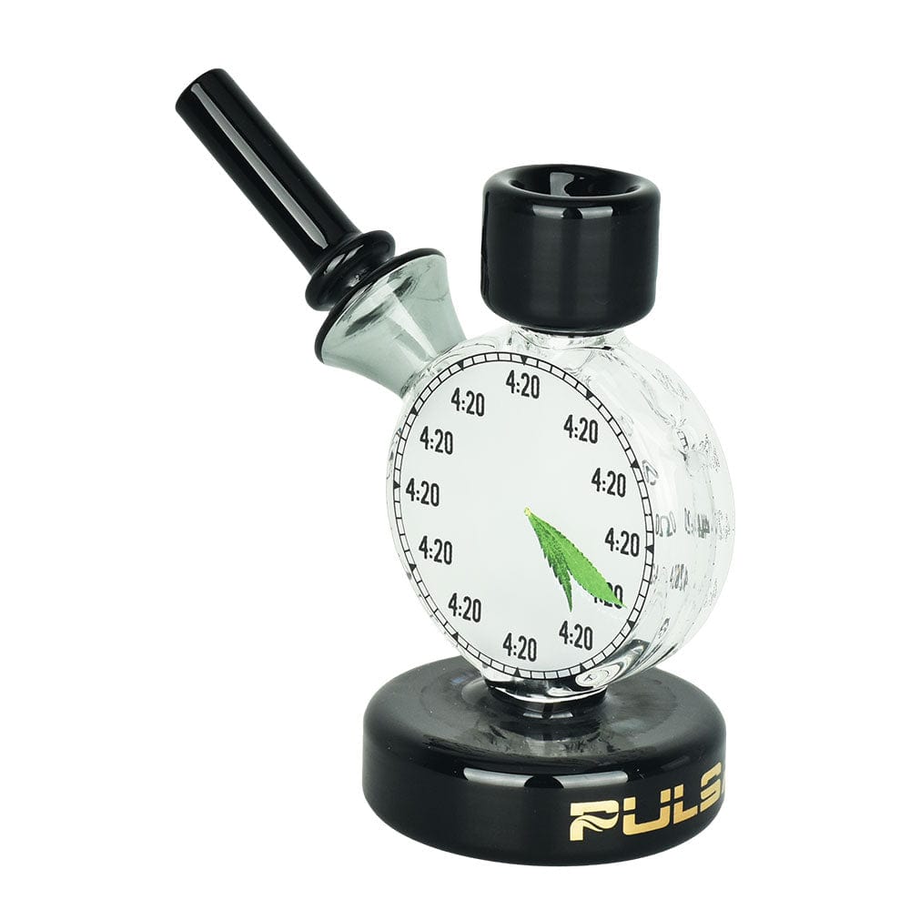 Gift Guru Bubbler Black Pulsar 4:20 Time Piece Bubbler Pipe - 4.5"