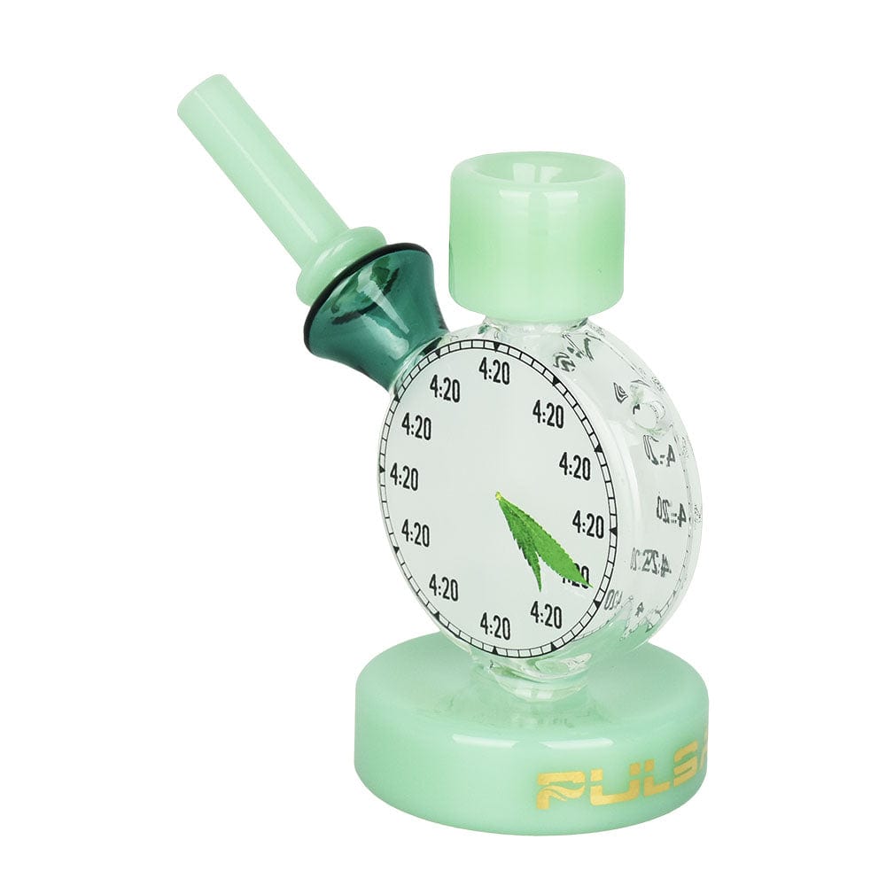 Gift Guru Bubbler Green Pulsar 4:20 Time Piece Bubbler Pipe - 4.5"