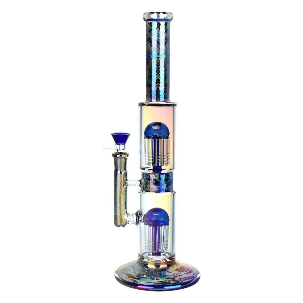 Gift Guru Blue Pulsar Dub Chamber Electro Etched Water Pipe | 13.75" | 14mm F