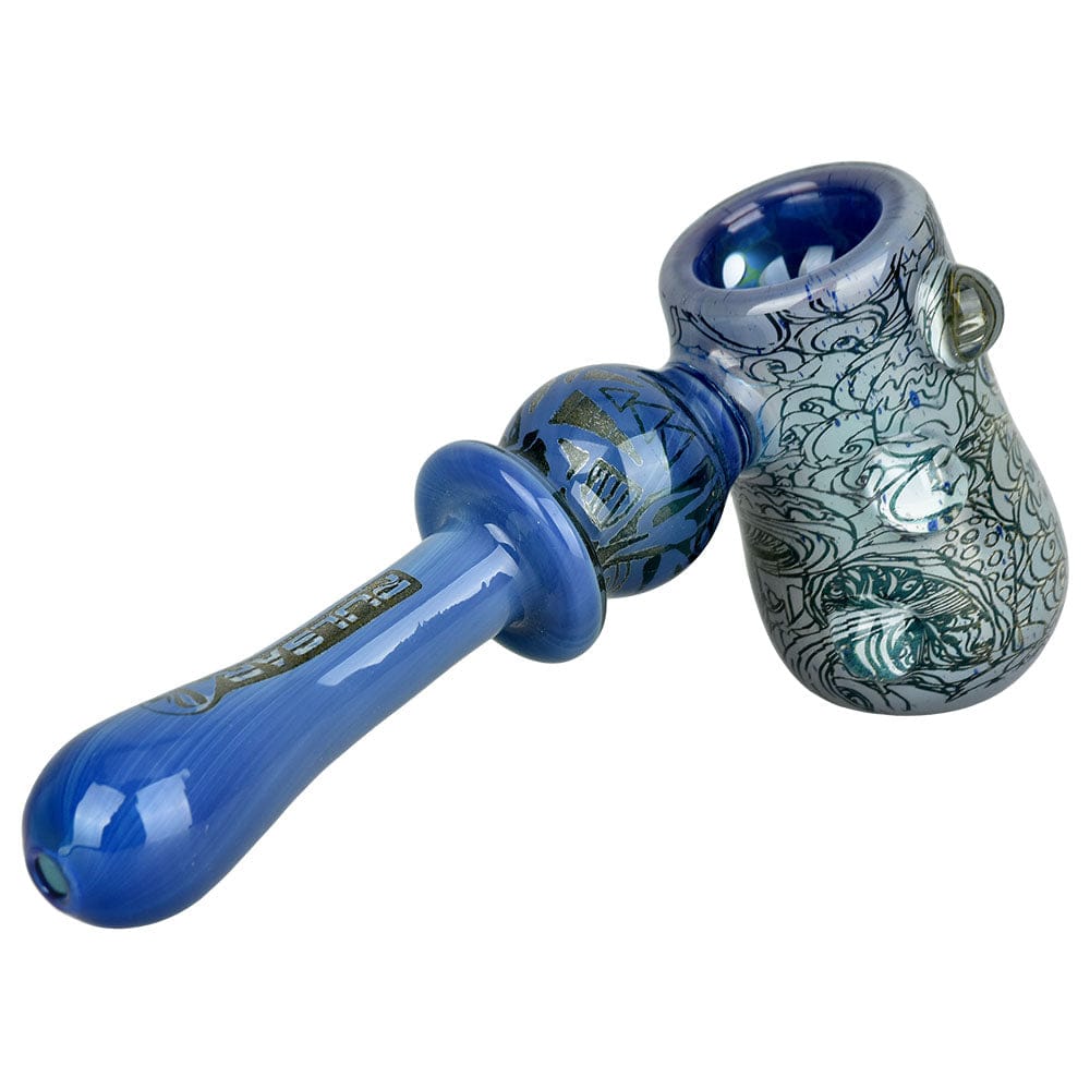 Gift Guru Bubbler Blue Pulsar Inside Print Glass Hammer Bubbler | Melting Shrooms | 5.25"