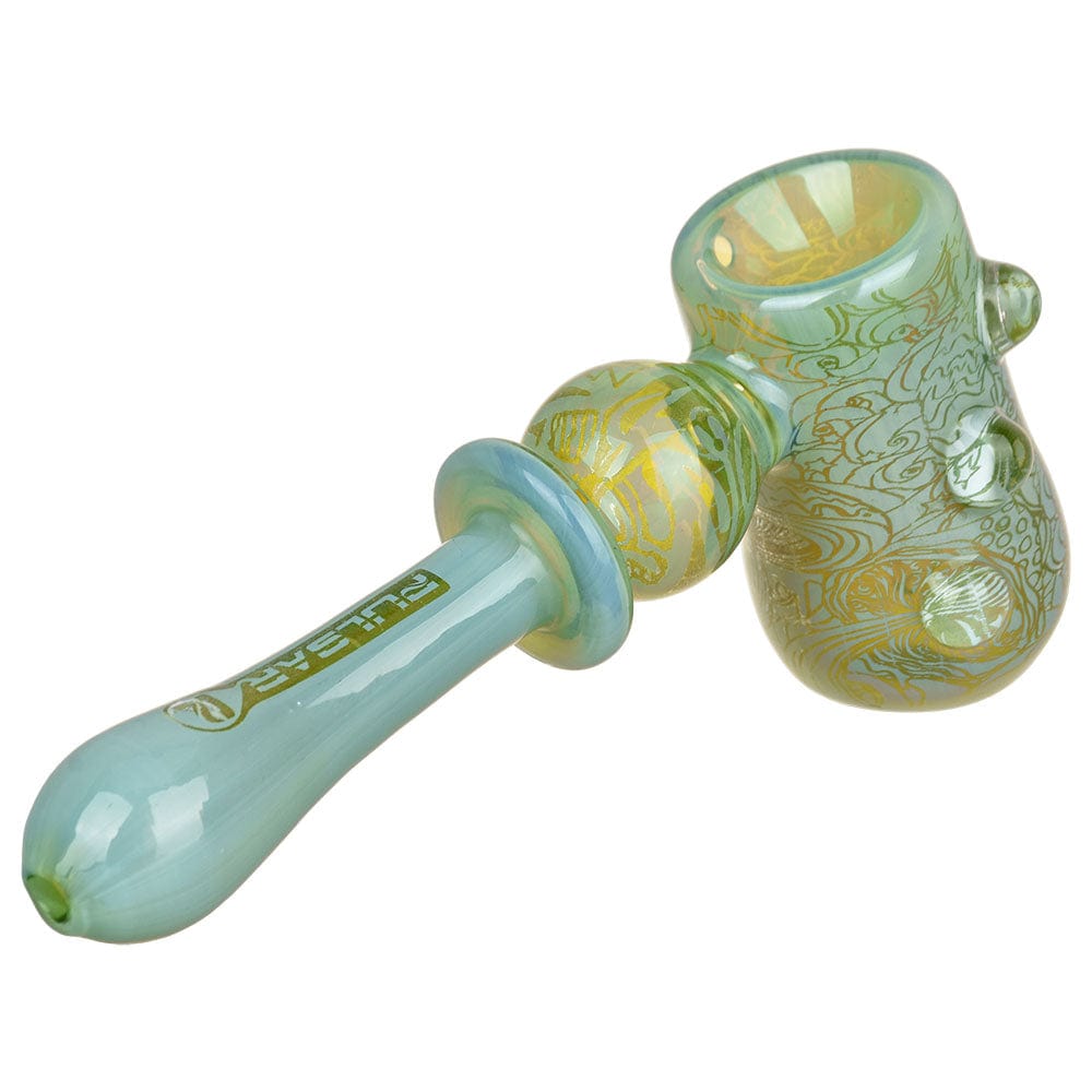 Gift Guru Bubbler Green Pulsar Inside Print Glass Hammer Bubbler | Melting Shrooms | 5.25"