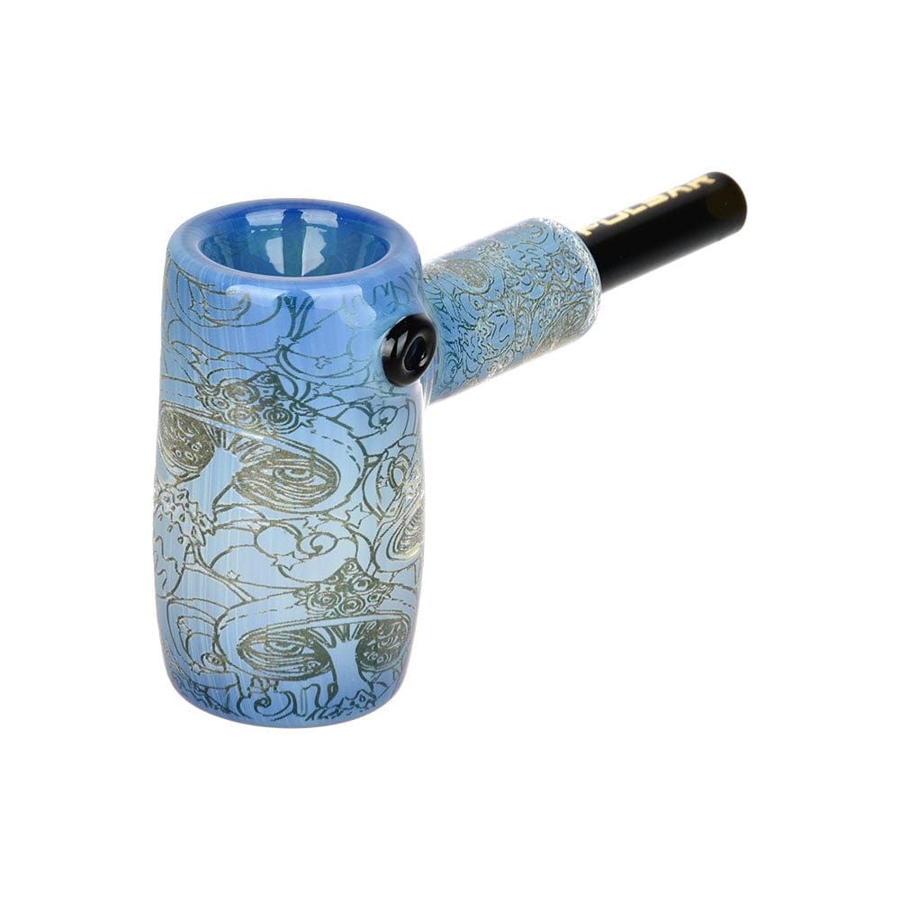 Gift Guru Bubbler Blue Pulsar Inside Print Glass Mini Hammer Bubbler | Melting Shrooms | 3.5"
