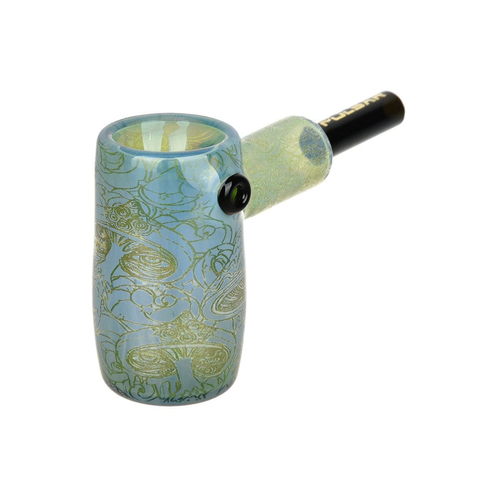 Gift Guru Bubbler Green Pulsar Inside Print Glass Mini Hammer Bubbler | Melting Shrooms | 3.5"