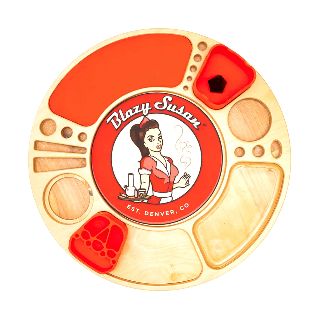 Blazy Susan Birch - Red Blazy Susan Spinning Rolling Trays