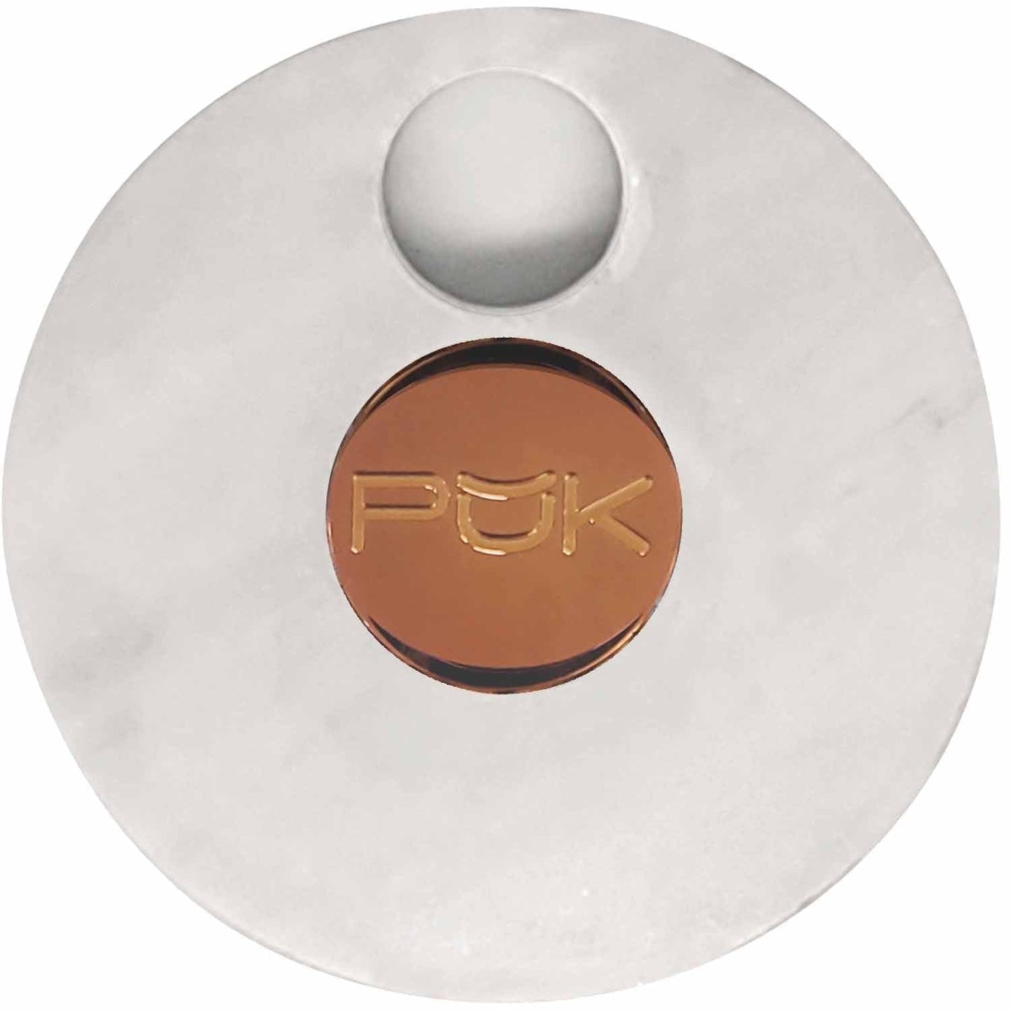 PUK ONLINE STORE White Stone PŬK with Rose Bronze Center Marble PŬK Cannabis Container and Smoking Device