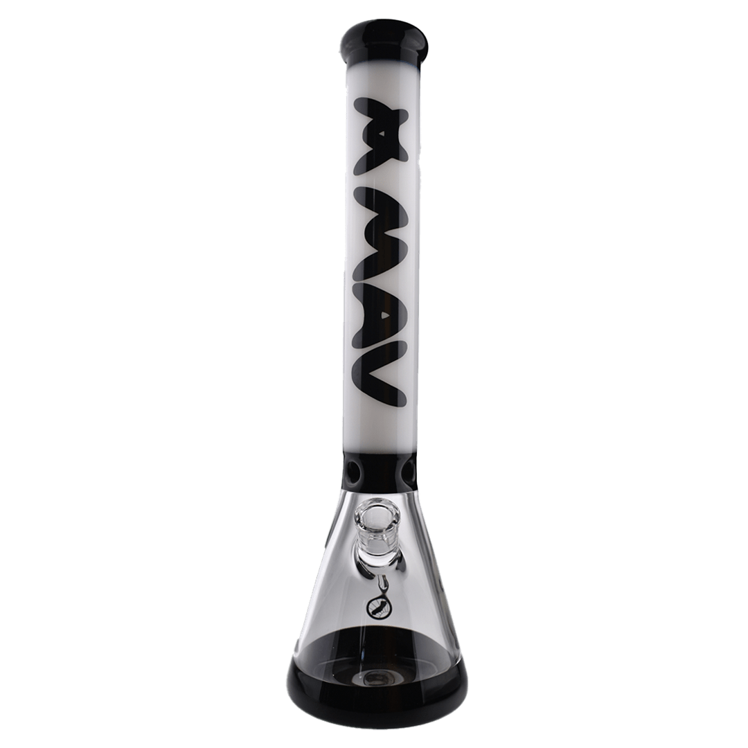 MAV Glass Bong Black and White 18" Hermosa Beaker Bong