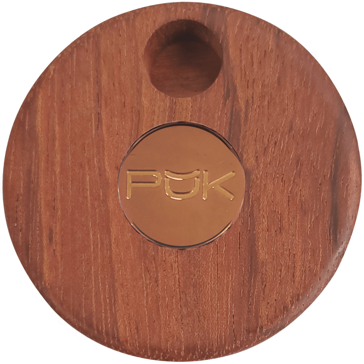 PUK ONLINE STORE Wood PŬK with Rose Bronze Center Wood PŬK Cannabis Container and Smoking Device